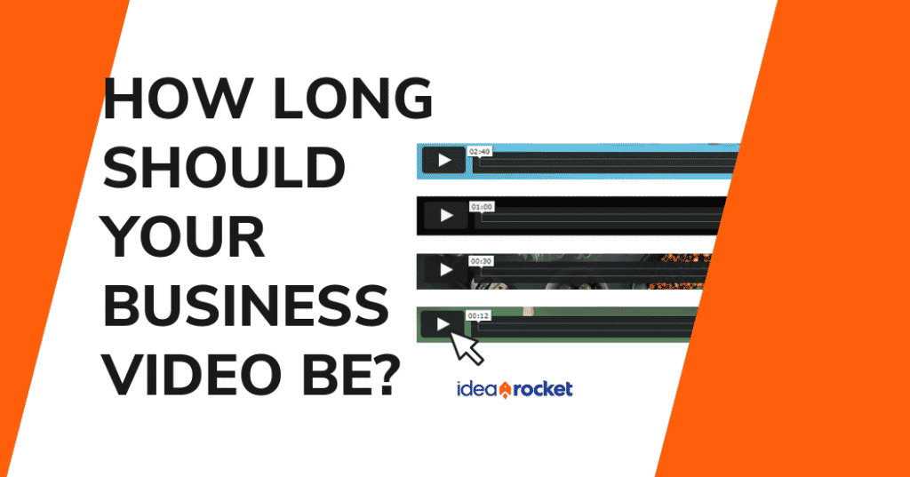 image of four video progress bars stacked above each other. The text reads How Long Should Your Business Video Be?